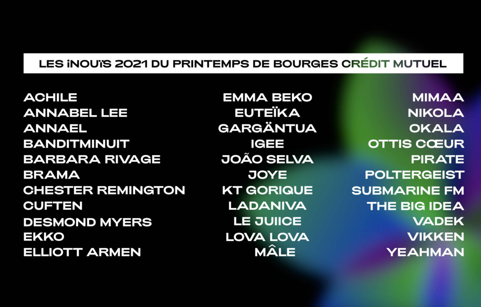 Découvrez la sélection 2021 des iNOUïS du Printemps de Bourges Crédit Mutuel !